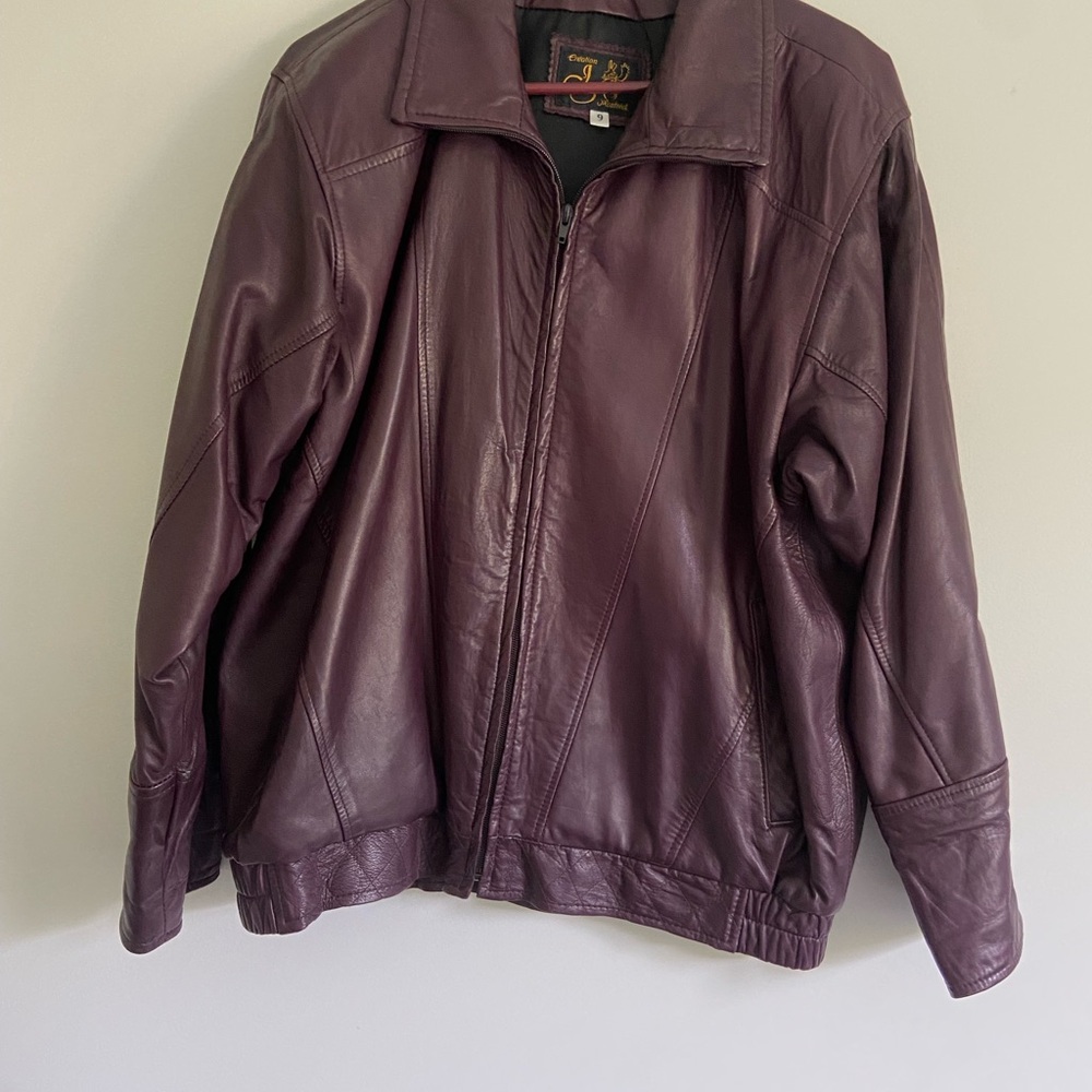 Leather bomber jacket